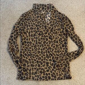 Sheer Leopard Print Long Sleeve Top